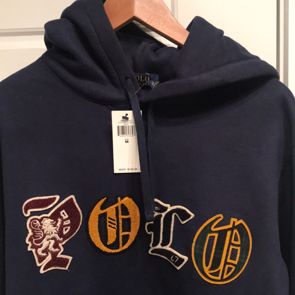 Letter polo pullover hoodie
